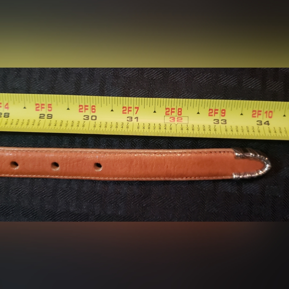 TALBOTS Belt Womens Size Small Tan Brown Leather Silvertone Buckle Western - Picture 12 of 14